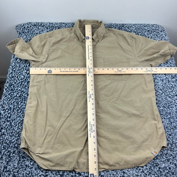 Carhartt Foreman Button Up shirt Mens Extra Large XL Tan Relaxed Fit Cotton - Picture 5 of 8